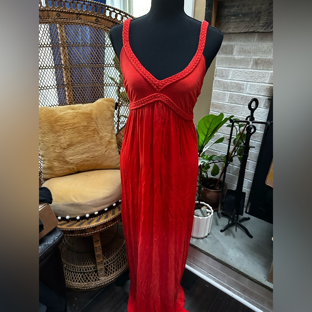 Orange Sleeveless Maxi Dress